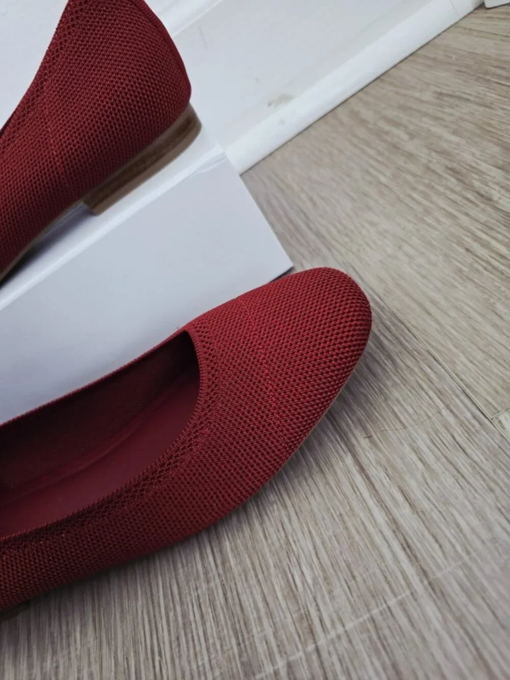 Mia Rasia Red Ballet Ballerina Flats Shoes 11 Knit Slip On Round Toe Womens